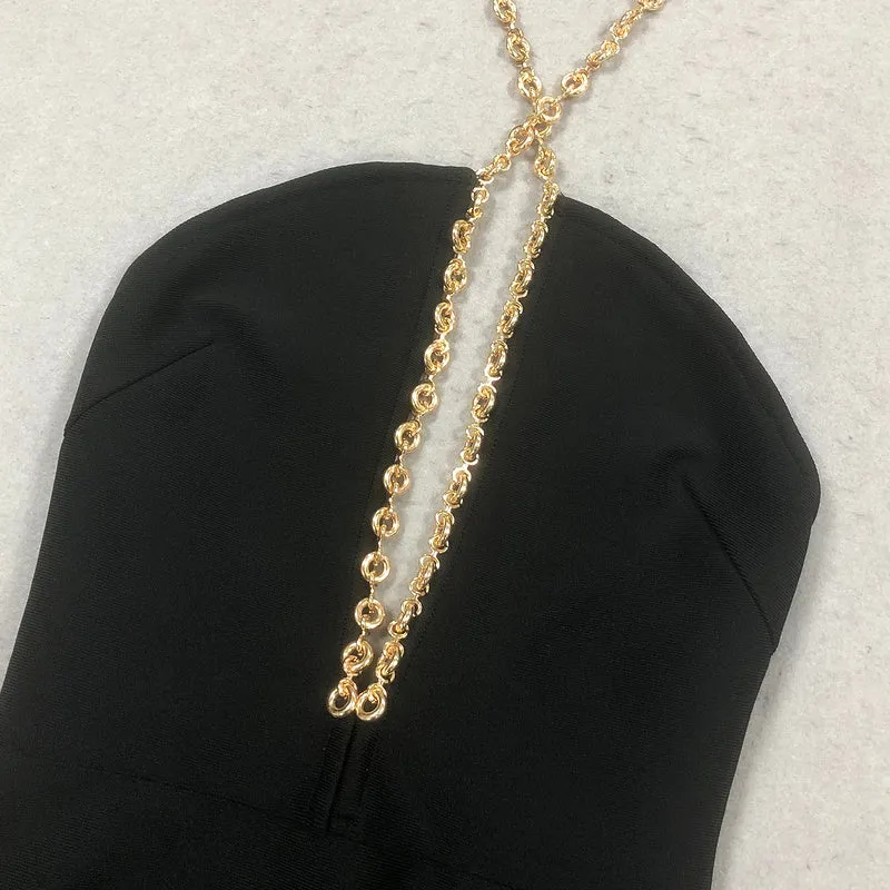 Cleo Plunging Chain Bandage Maxi Dress