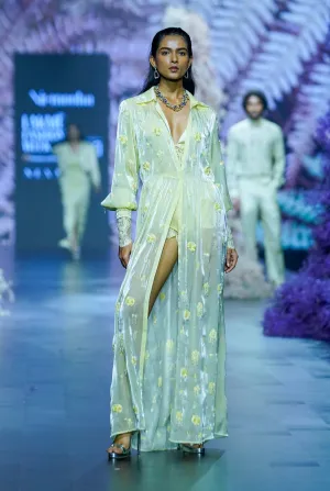 Cool matcha embroidered dress set