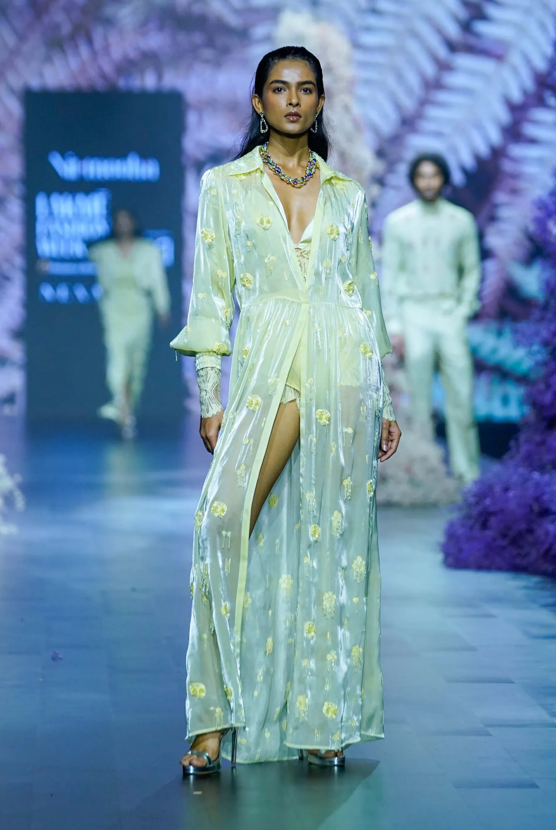 Cool matcha embroidered dress set