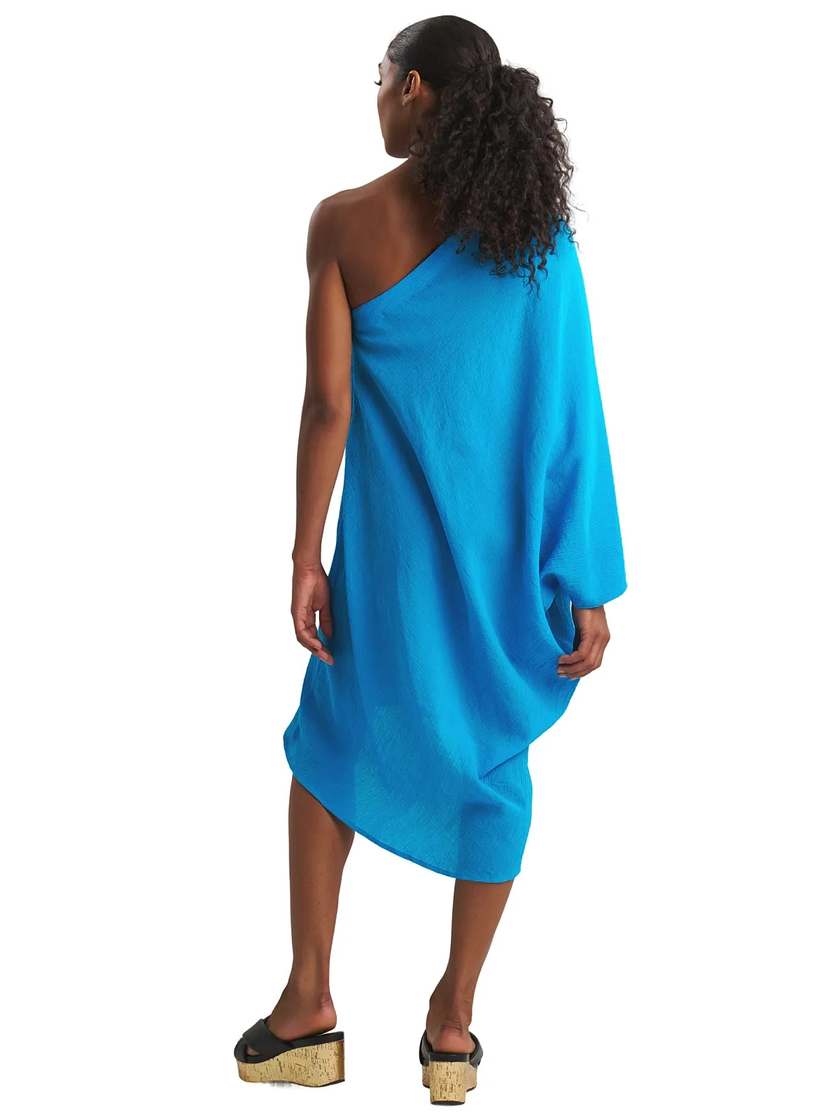 Cotton Gauze One-Shoulder Dress