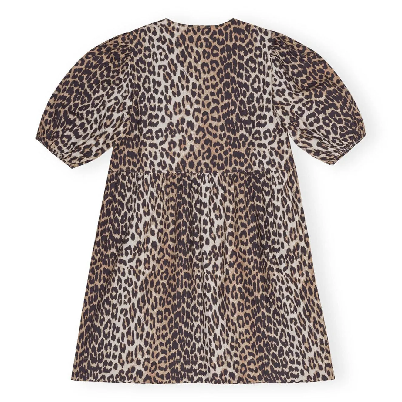 COTTON POPLIN TIE STRING MINI DRESS | LEOPARD