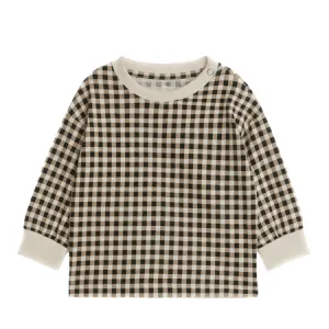 Cream & Brown Relaxed Checked Long Sleeve Top