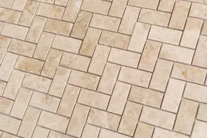 Crema Cappuccino Marble 1 X 2 Herringbone Polished Mosaic Tiles - Premium Quality (SAMPLE)