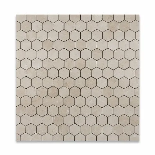 Crema Marfil Marble Polished 2" Hexagon Mosaic Tile - Lot of 50 sq. ft.
