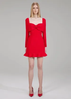 Crepe Bow Mini Dress (Red)