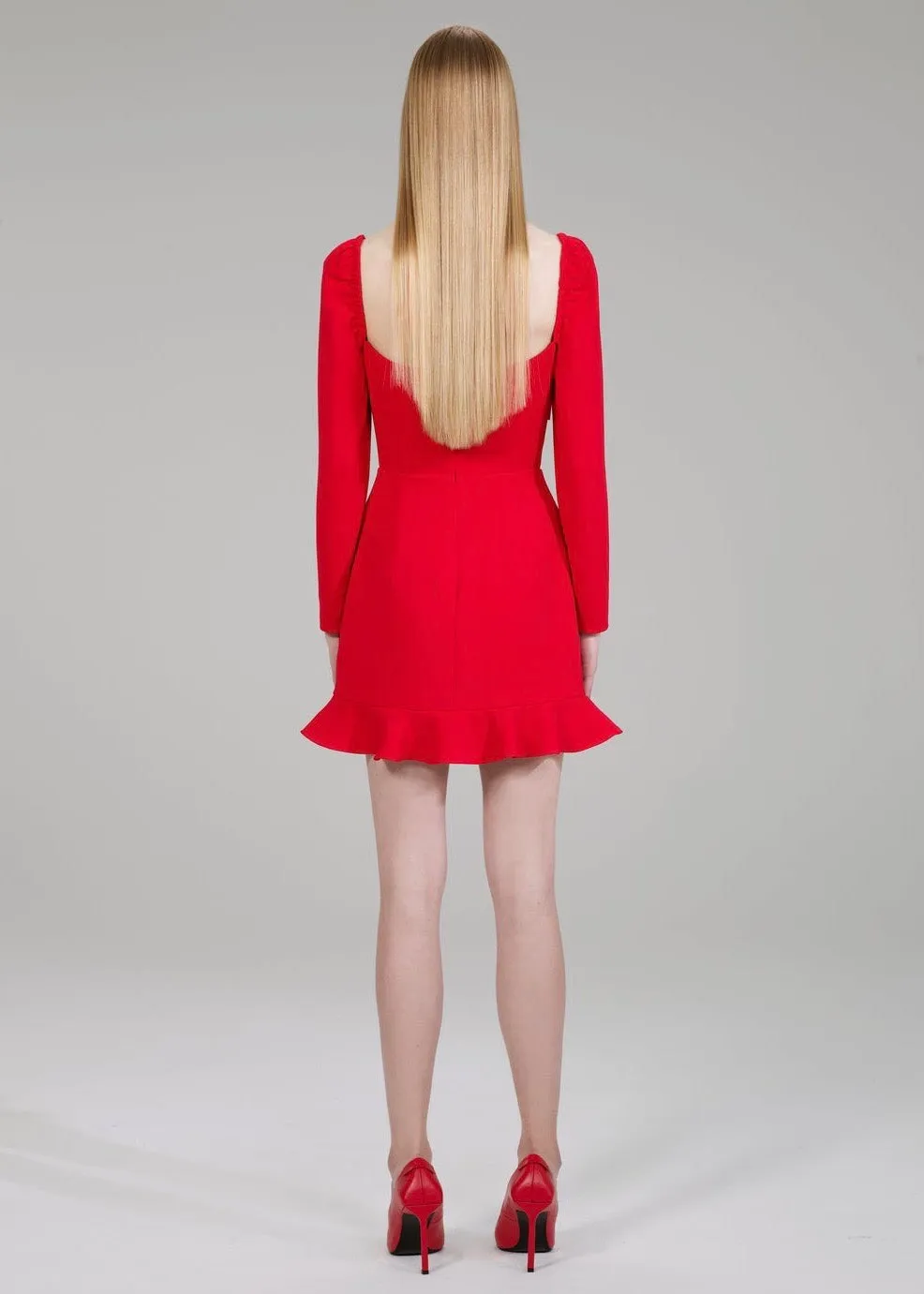 Crepe Bow Mini Dress (Red)