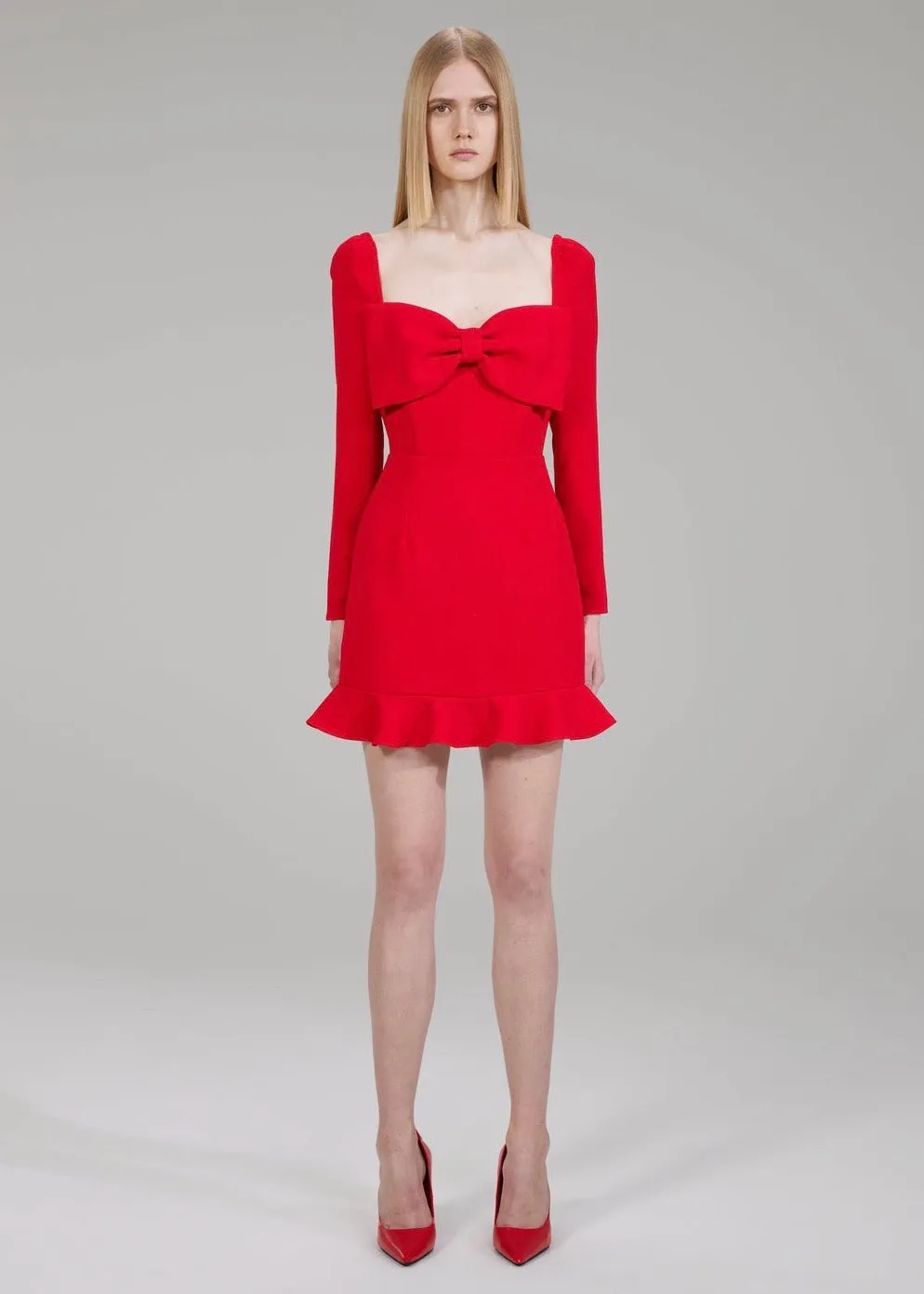 Crepe Bow Mini Dress (Red)