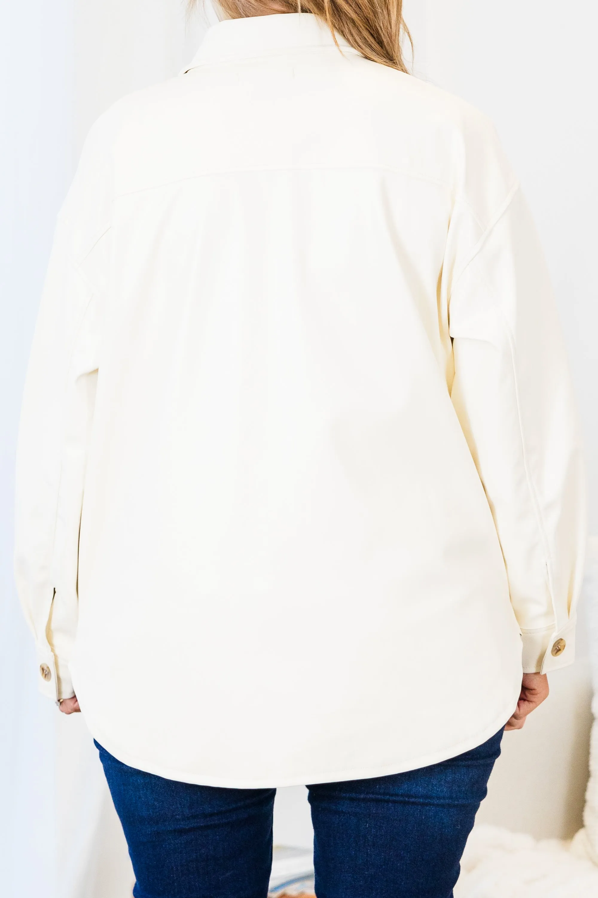Crushing Love Leather Shacket, Cream