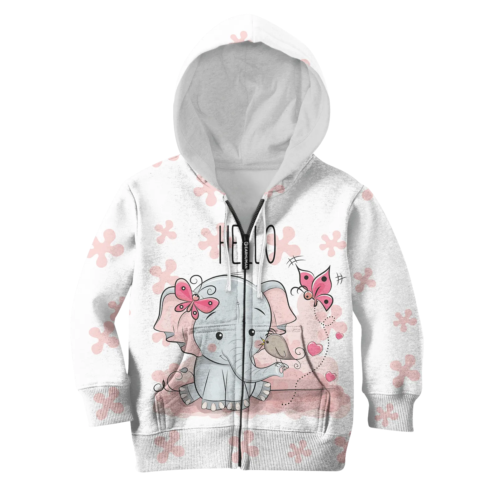 CUTE ELEPHANT WITH FLOWERS Kid Custom Cosplay Hoodies T-shirt Apparel