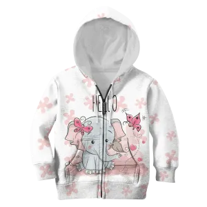 CUTE ELEPHANT WITH FLOWERS Kid Custom Cosplay Hoodies T-shirt Apparel