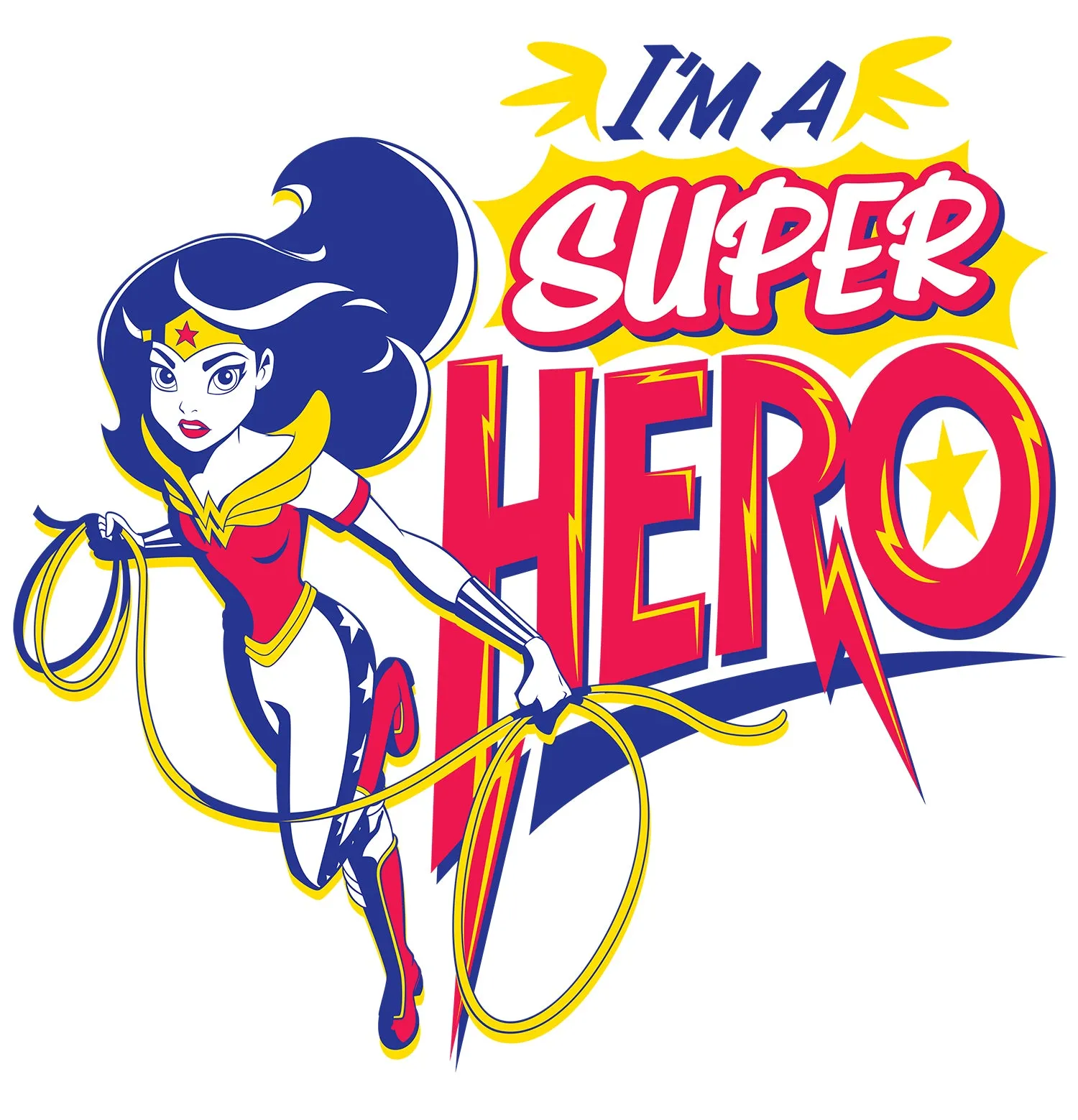 DC Super Hero Girls Wonder Woman Text Super Hero Official Kid's T-Shirt (White)