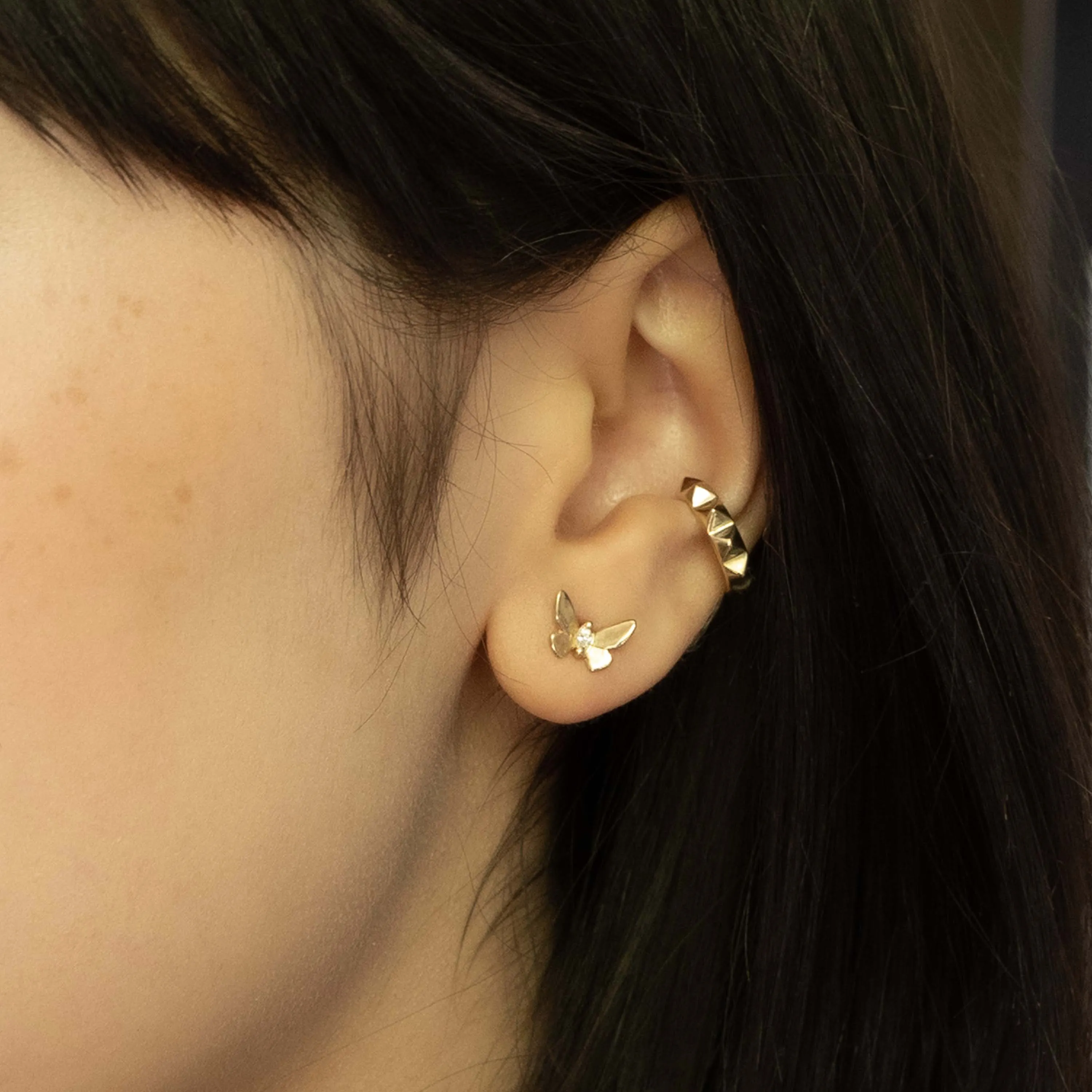 Debbie Ear Cuff Bold - Pyramid Spike Ear Cuff 14k Yellow Gold