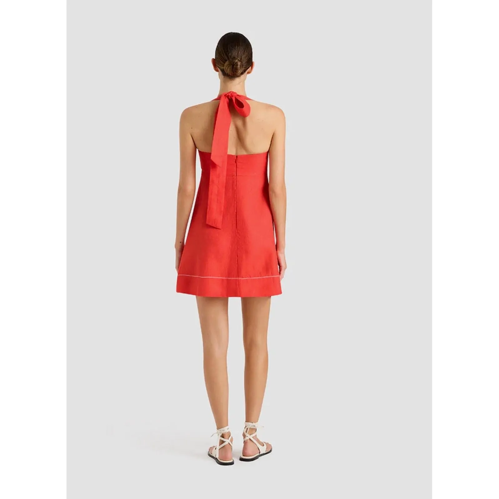 DELPHI ORGANIC LINEN HALTER MINI DRESS