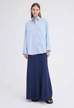 Den Italian Cotton Shirt - Big Blue Stripe