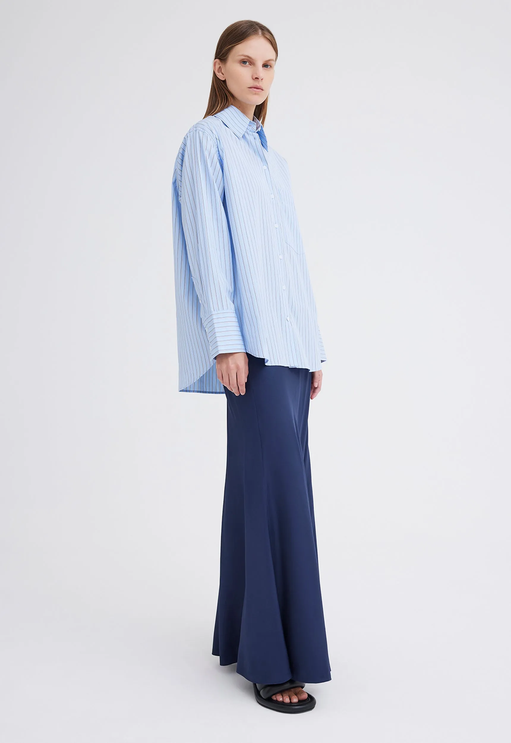 Den Italian Cotton Shirt - Big Blue Stripe