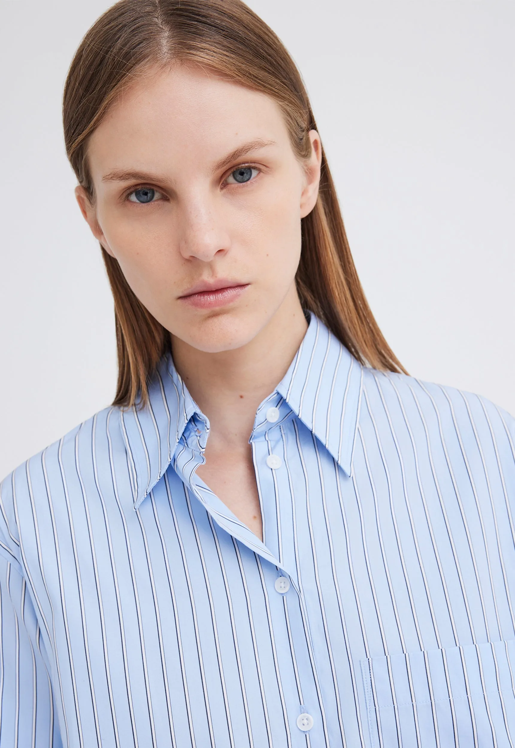 Den Italian Cotton Shirt - Big Blue Stripe
