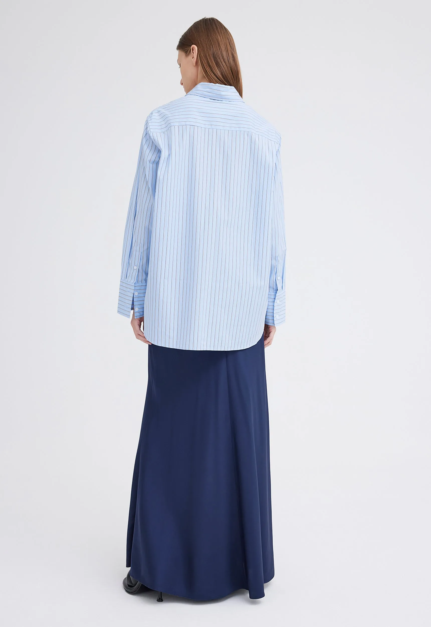 Den Italian Cotton Shirt - Big Blue Stripe