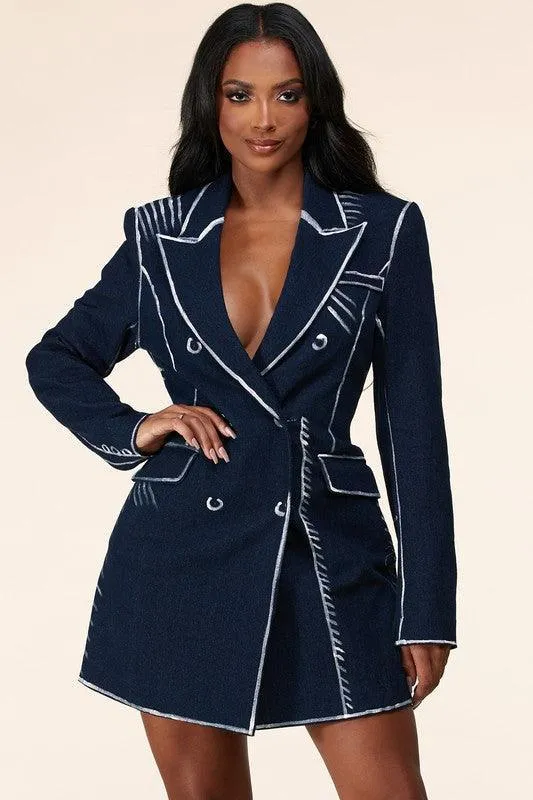 DENIM BLAZER MINI DRESS