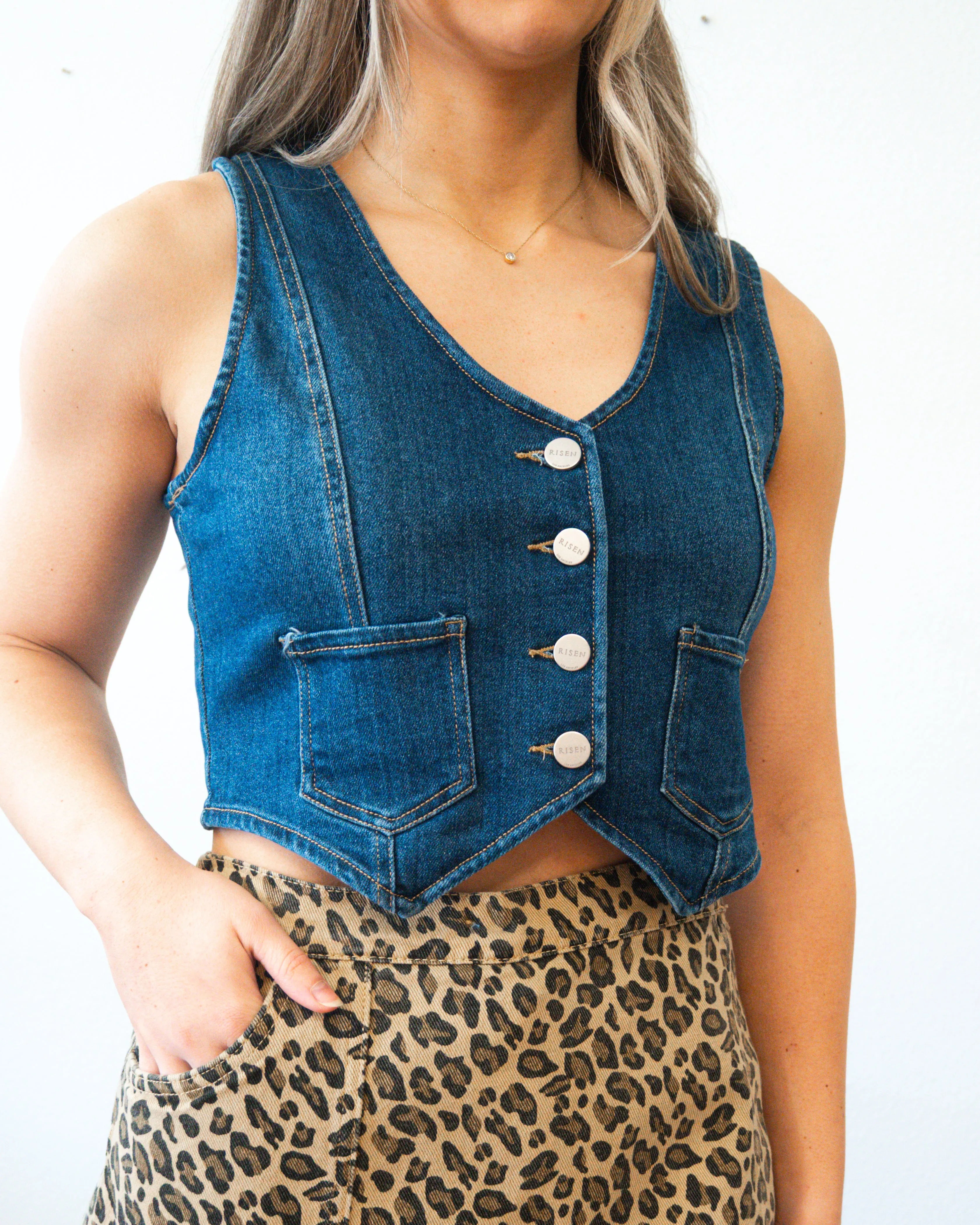 Denim Vest-Risen