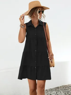 Denise Button Up Sleeveless Mini Dress