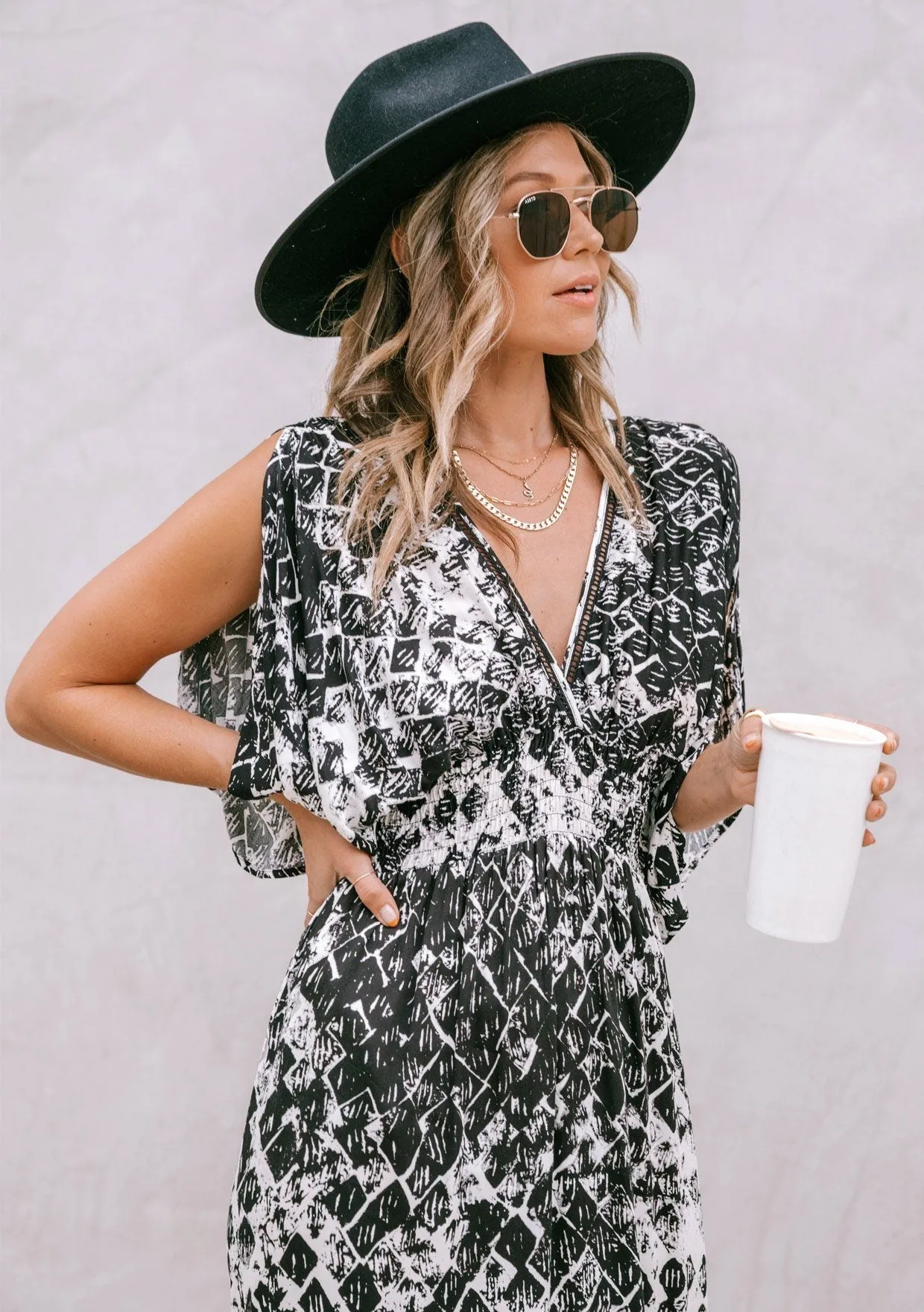 Desert Island Kimono Sleeve Maxi Dress