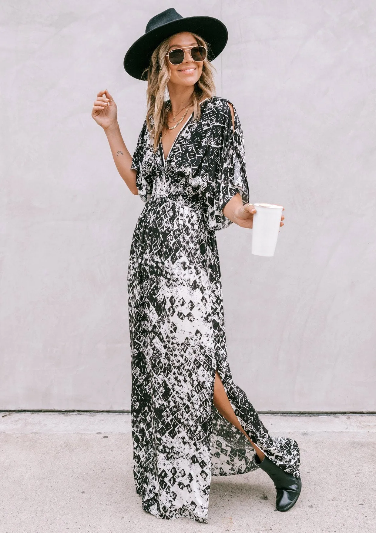 Desert Island Kimono Sleeve Maxi Dress