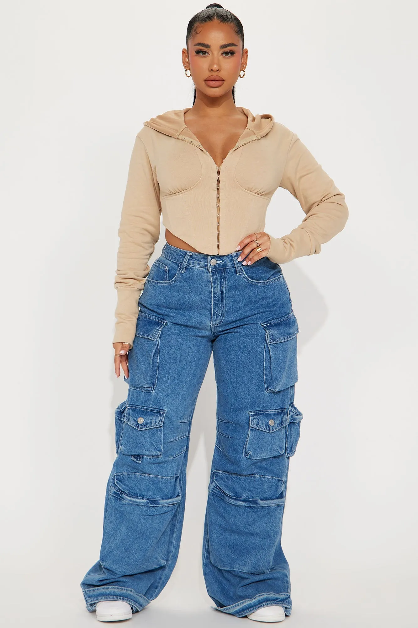 Don't Take It Personal Corset Hoodie - Sand
