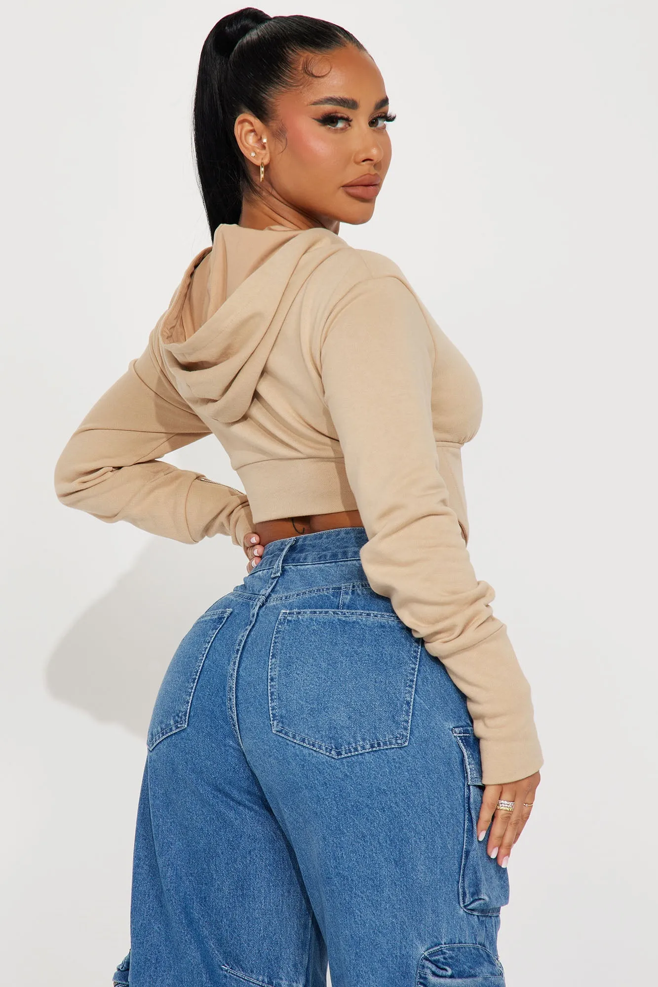 Don't Take It Personal Corset Hoodie - Sand