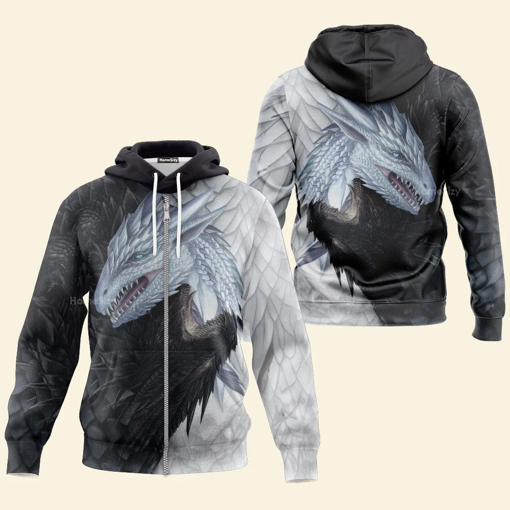 Dragon Yin Yang - 3D Zip Hoodies Tshirt Sweatshirt QT4121102
