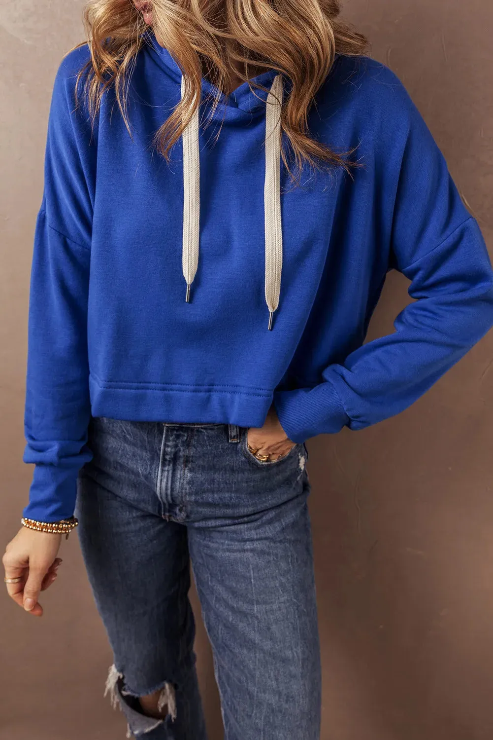 Drawstring Long Sleeve Hoodie S-XL