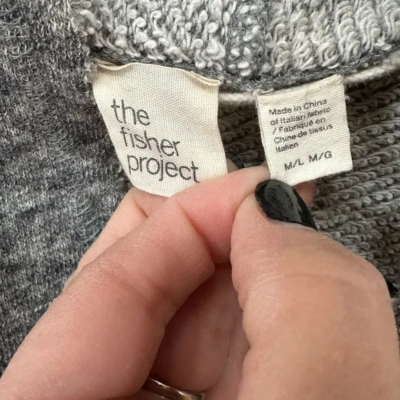Eileen Fisher gray shawl, collar, open poncho, cape retail $338 M/L Lagenlook