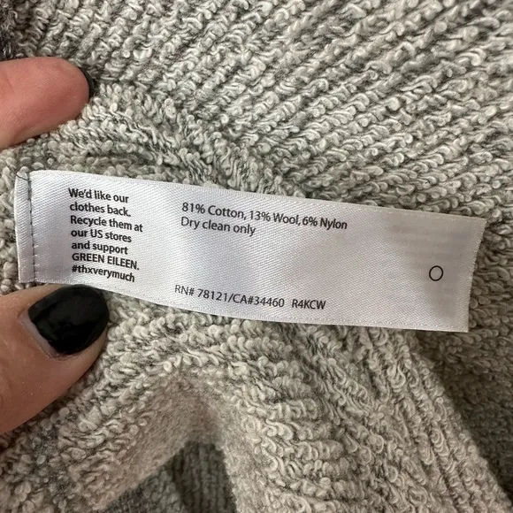 Eileen Fisher gray shawl, collar, open poncho, cape retail $338 M/L Lagenlook