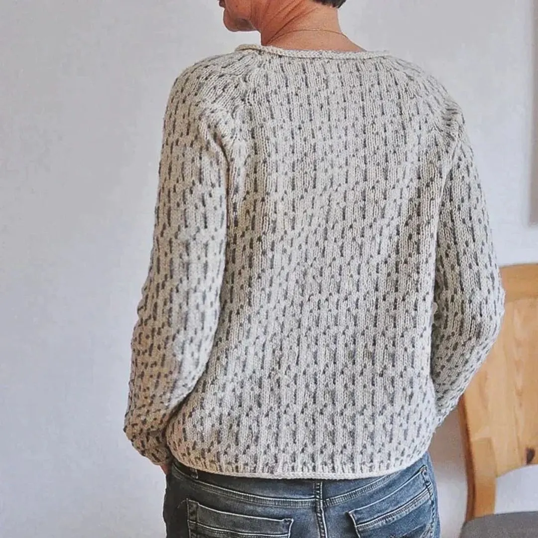 Elegant Round Neck Baggy Sweater - Top gris pour femmes