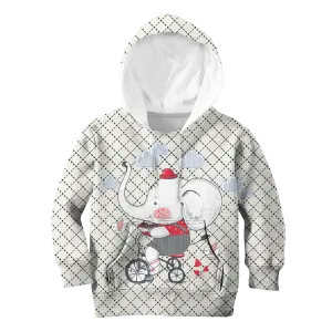 Elephant riding bicycle Kid Custom Cosplay Hoodies T-shirt Apparel