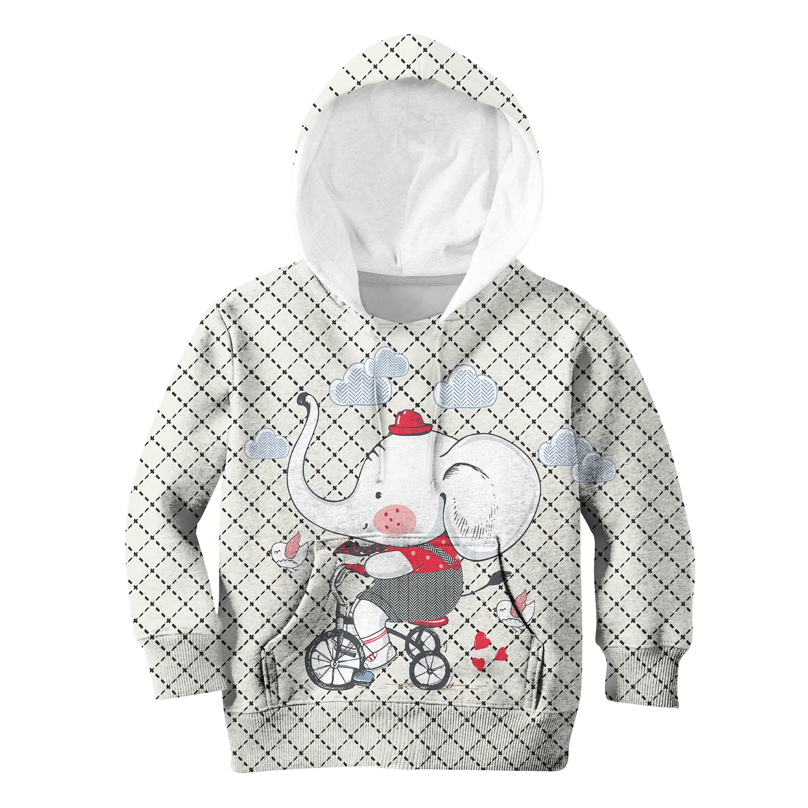 Elephant riding bicycle Kid Custom Cosplay Hoodies T-shirt Apparel