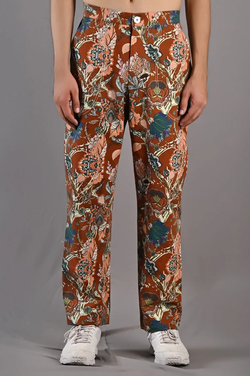 Elijah - Maroon & Multi Printing Shacket Set With Pant