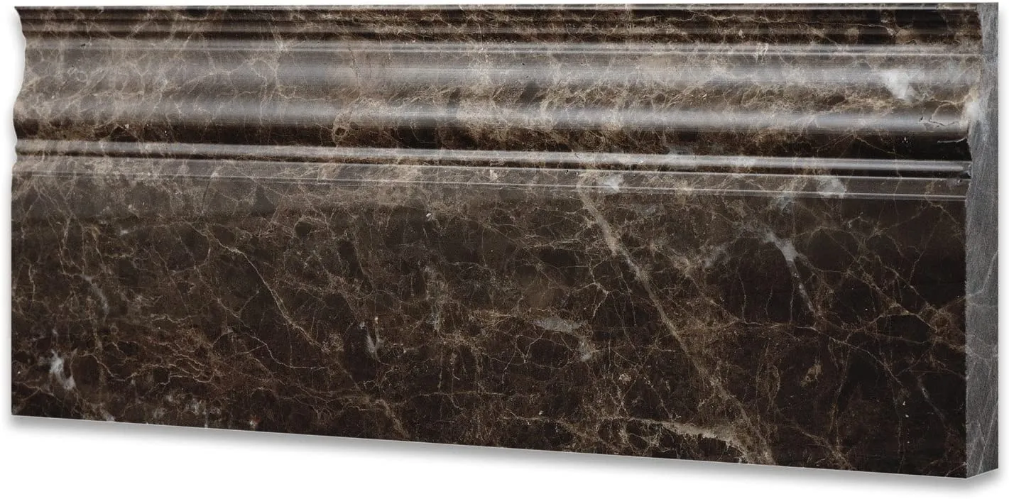 Emperador Dark Marble Polished 5 X 12 Baseboard - Box of 5 pcs.