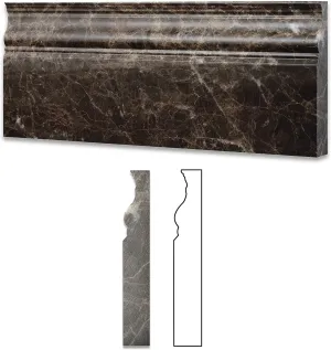 Emperador Dark Marble Polished 5 X 12 Baseboard - Box of 5 pcs.