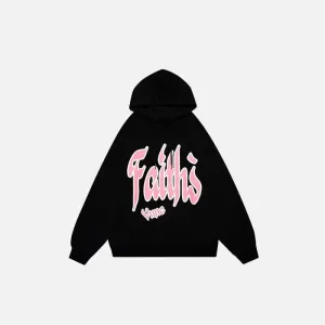 Faith Graphic Print Hoodie from Y2K Streetwear Store