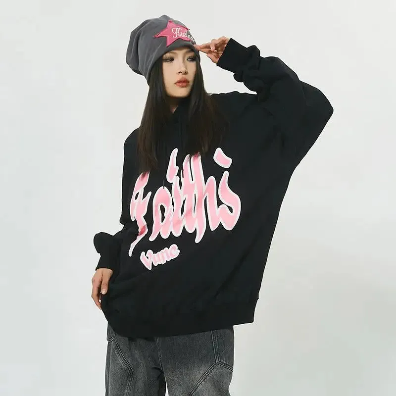 Faith Graphic Print Hoodie from Y2K Streetwear Store