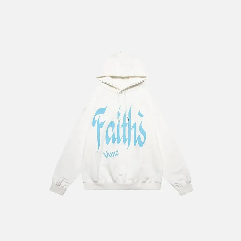 Faith Graphic Print Hoodie from Y2K Streetwear Store