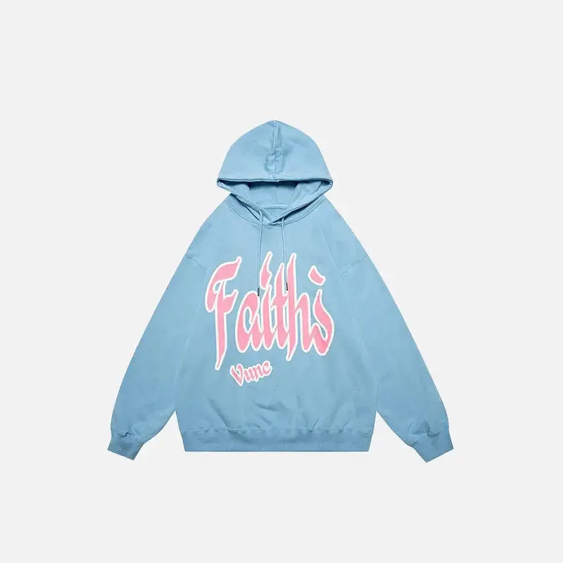 Faith Graphic Print Hoodie from Y2K Streetwear Store
