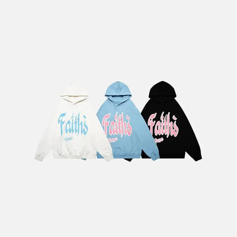Faith Graphic Print Hoodie from Y2K Streetwear Store
