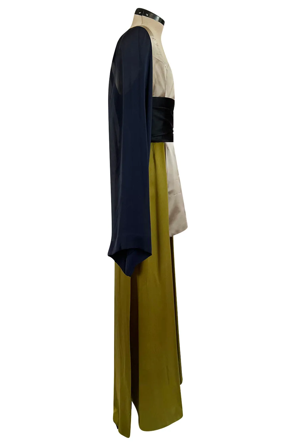 Fall 1994 Guy Laroche Haute Couture Runway Wide Sleeve Dress w Cumberbund & Back Skirt Panel