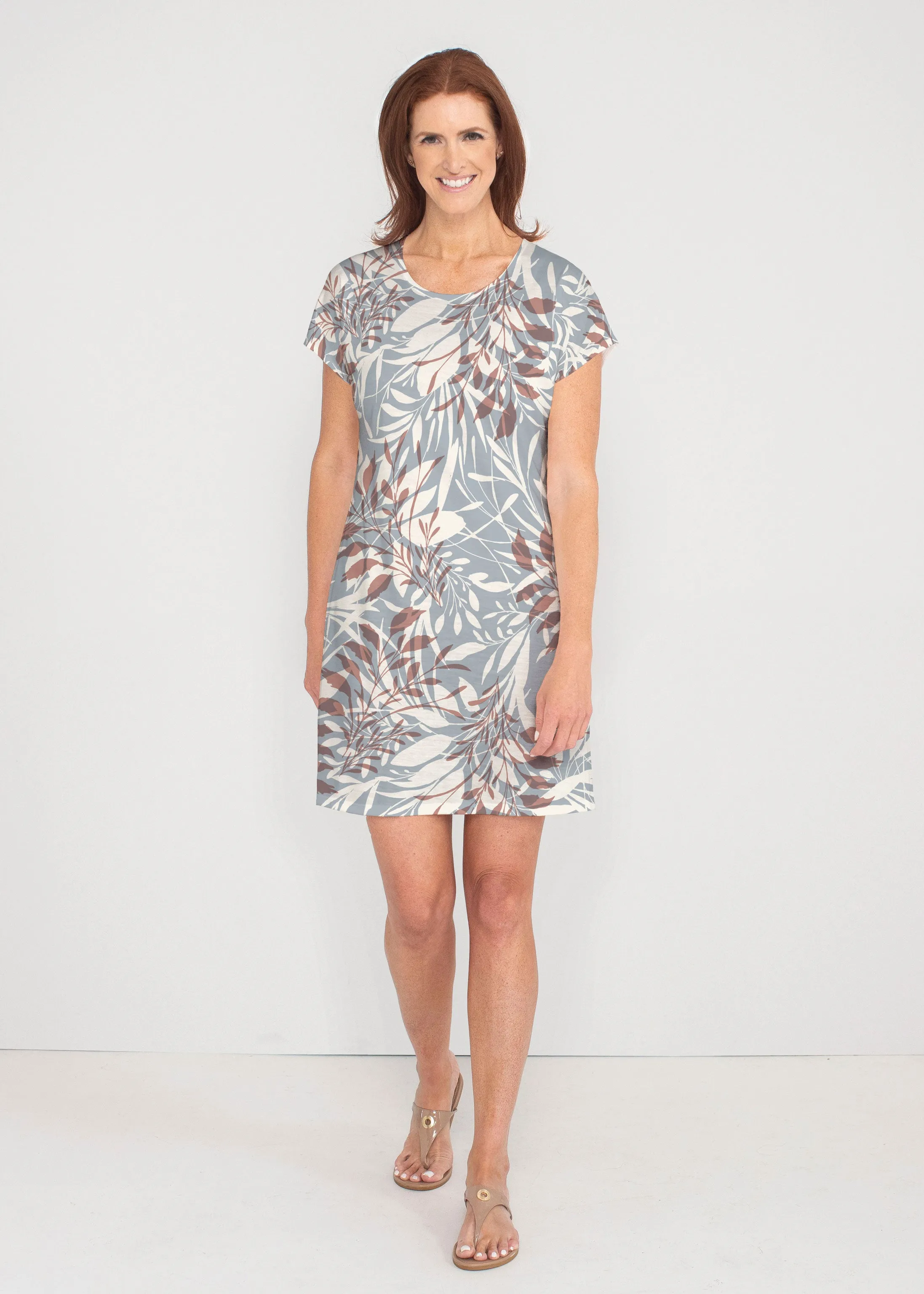 Fall Foliage (8013) ~ French Terry Short Sleeve Crew Dress