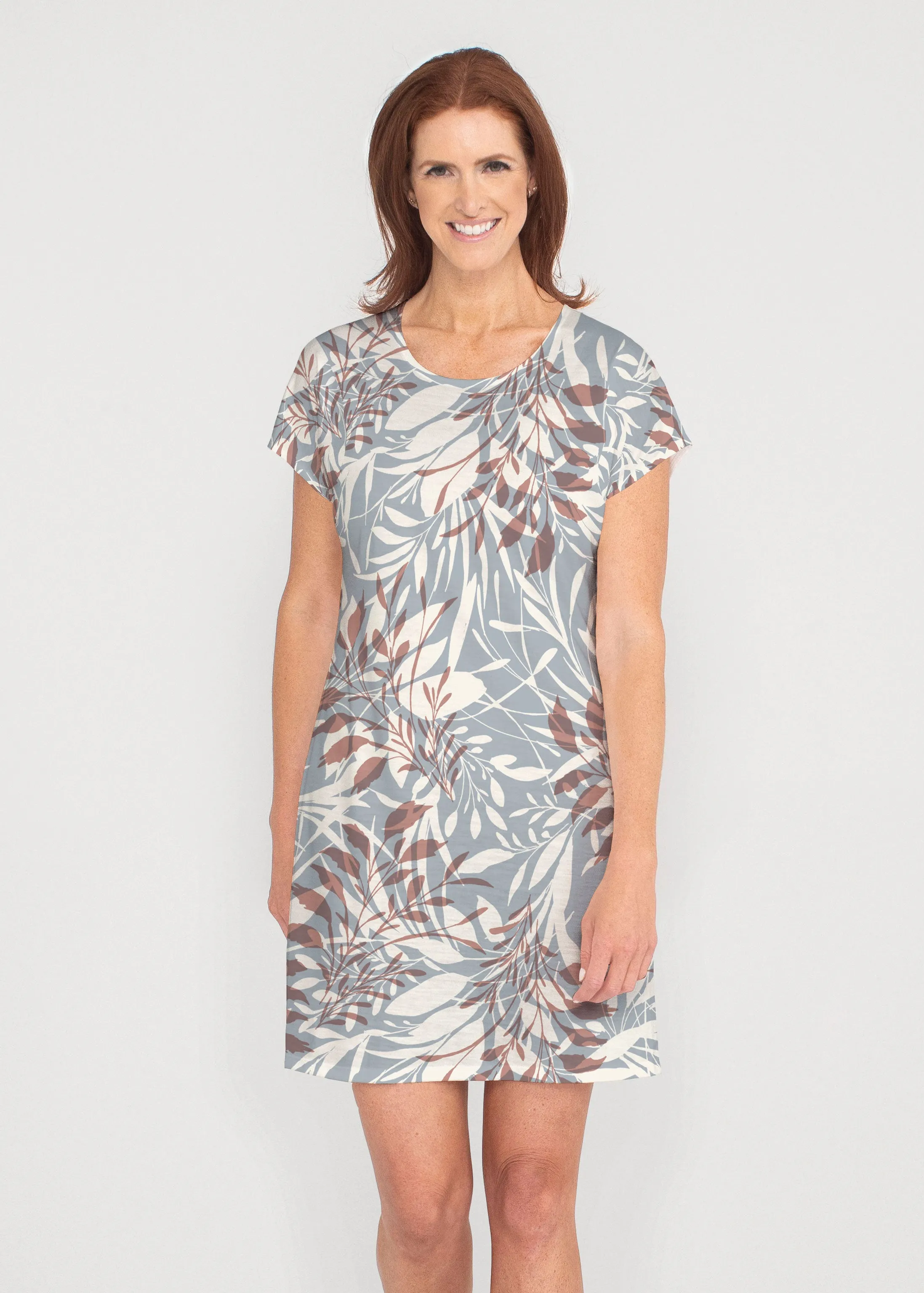 Fall Foliage (8013) ~ French Terry Short Sleeve Crew Dress