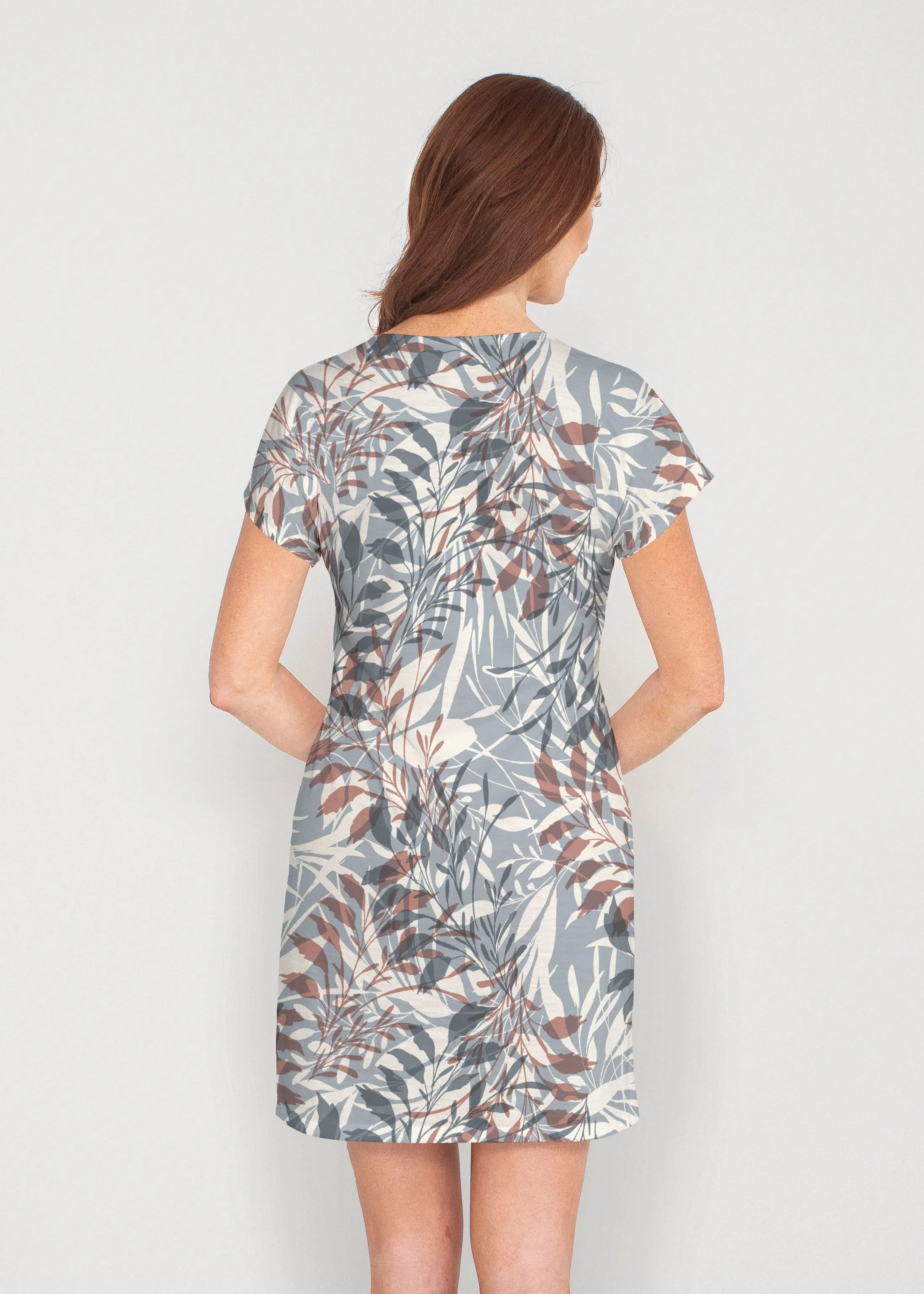 Fall Foliage (8013) ~ French Terry Short Sleeve Crew Dress