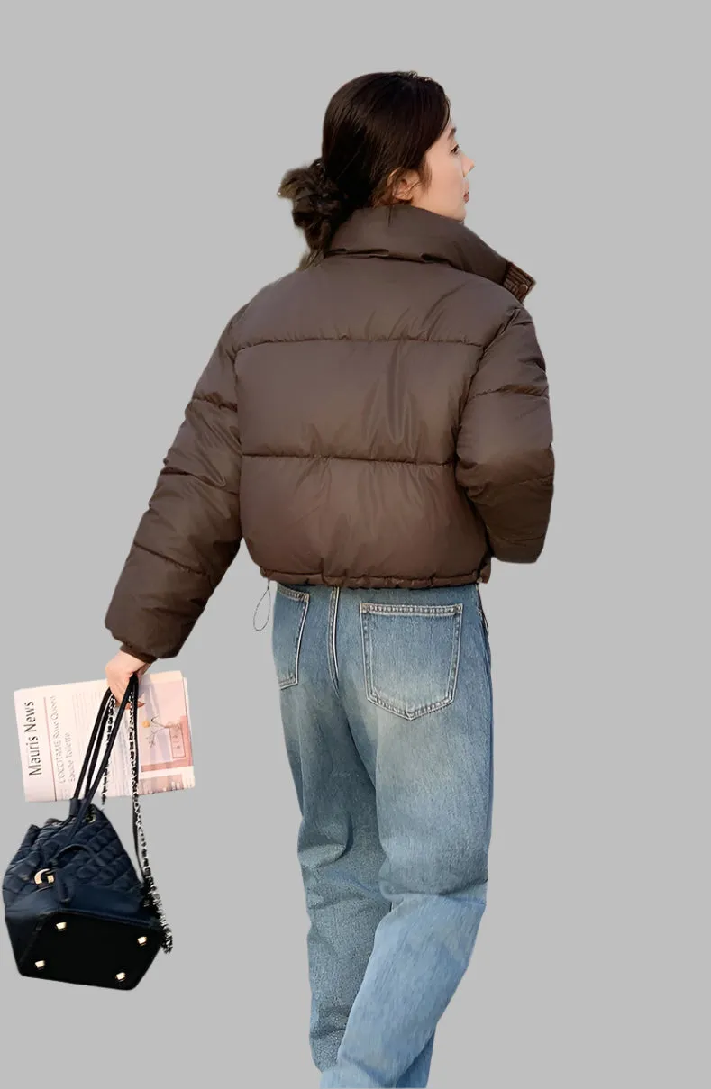 Fashionable Insulated Solid Puffer Jacket with Easy-to-Clean Material
