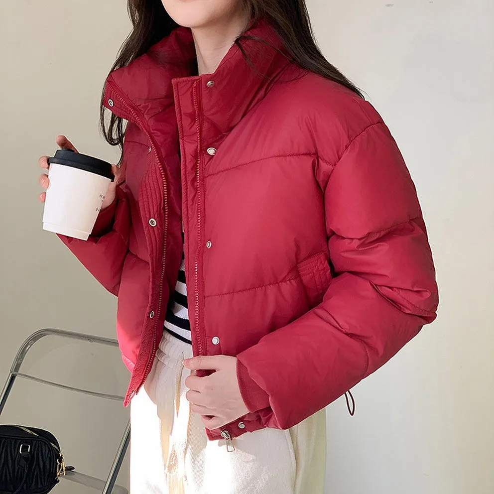 Fashionable Insulated Solid Puffer Jacket with Easy-to-Clean Material