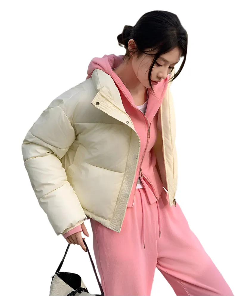Fashionable Insulated Solid Puffer Jacket with Easy-to-Clean Material